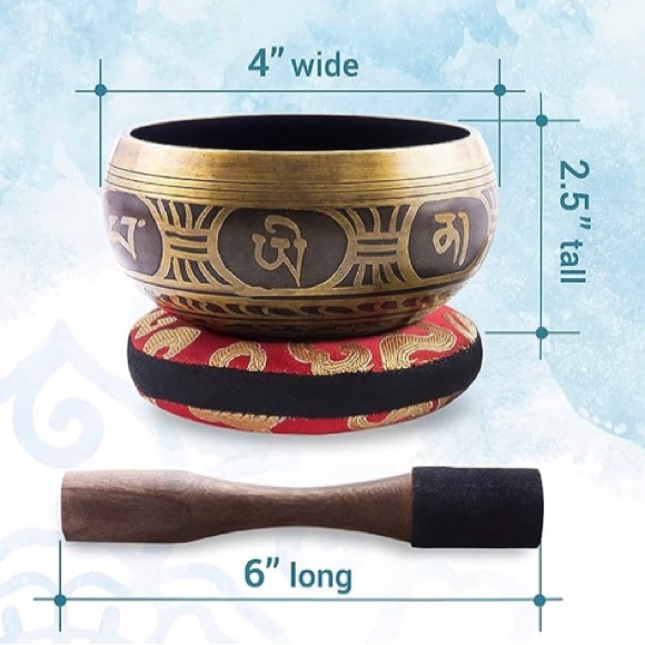 Tibetan Singing Bowl Set 3.94 x 3.94 x 1.97 Ideal to Take Along - Picture 3 of 4